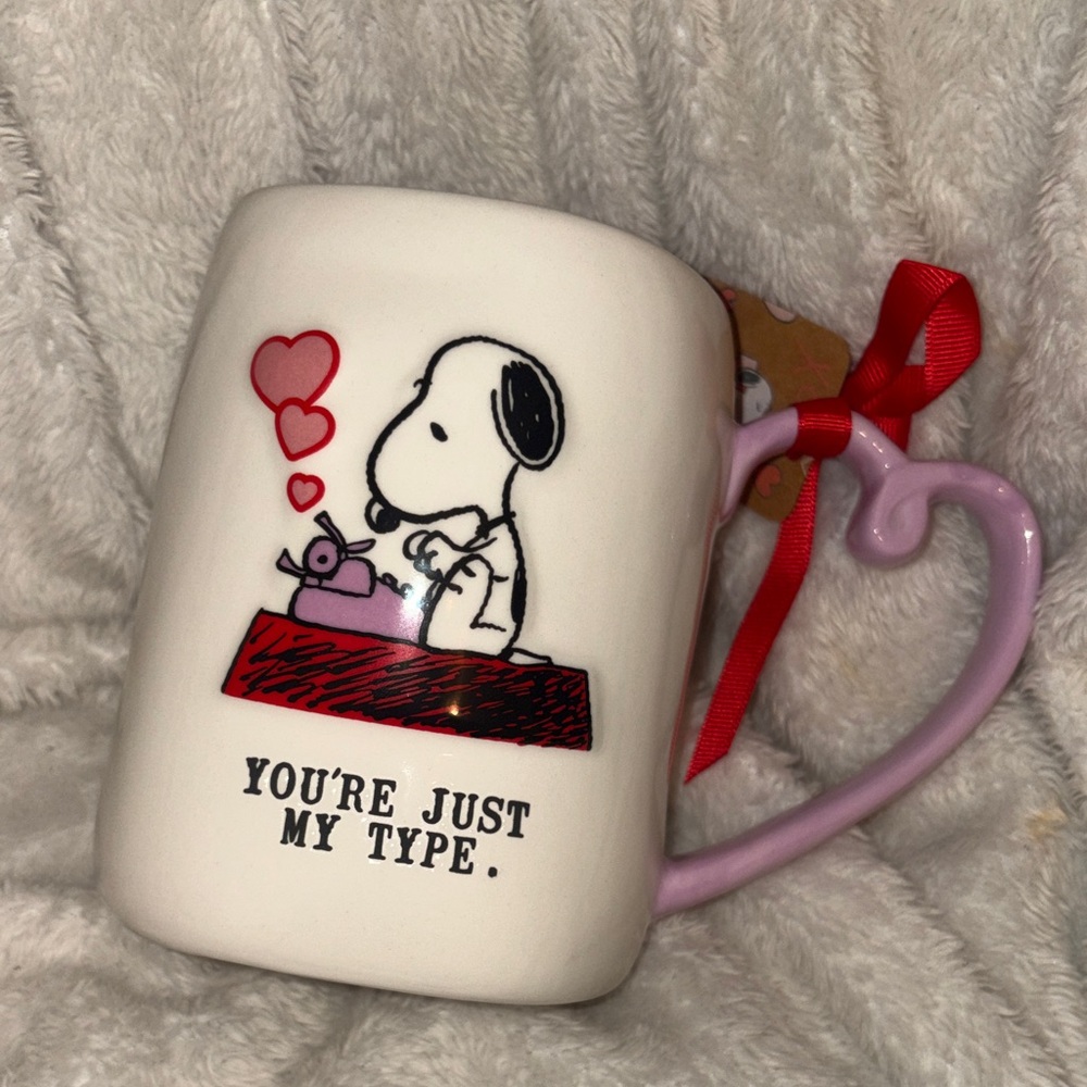 Rae Dunn Peanuts Snoopy Valentine’s Mug “You’re Just My Type” Purple NWT - Picture 2 of 6